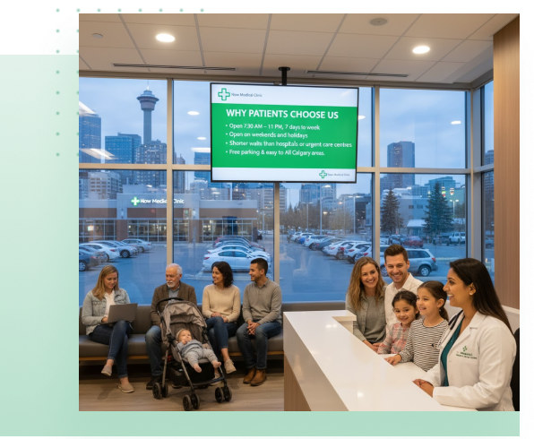 Why choose Now Medical Clinic - experienced doctors and extended hours in Calgary