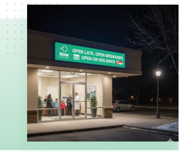 Now Medical Clinic building exterior located in northeast Calgary