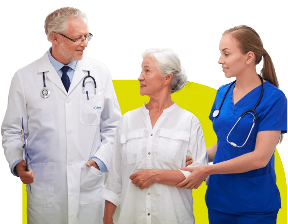 Medical team discussing patient care in clinic